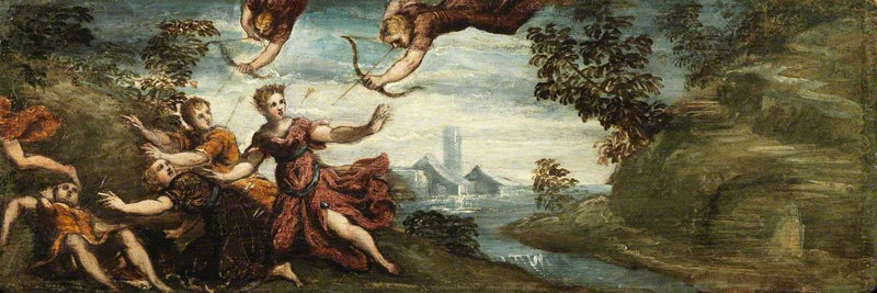 Apollon en Diana die de kinderen van Niobe doden - Jacopo Tintoretto