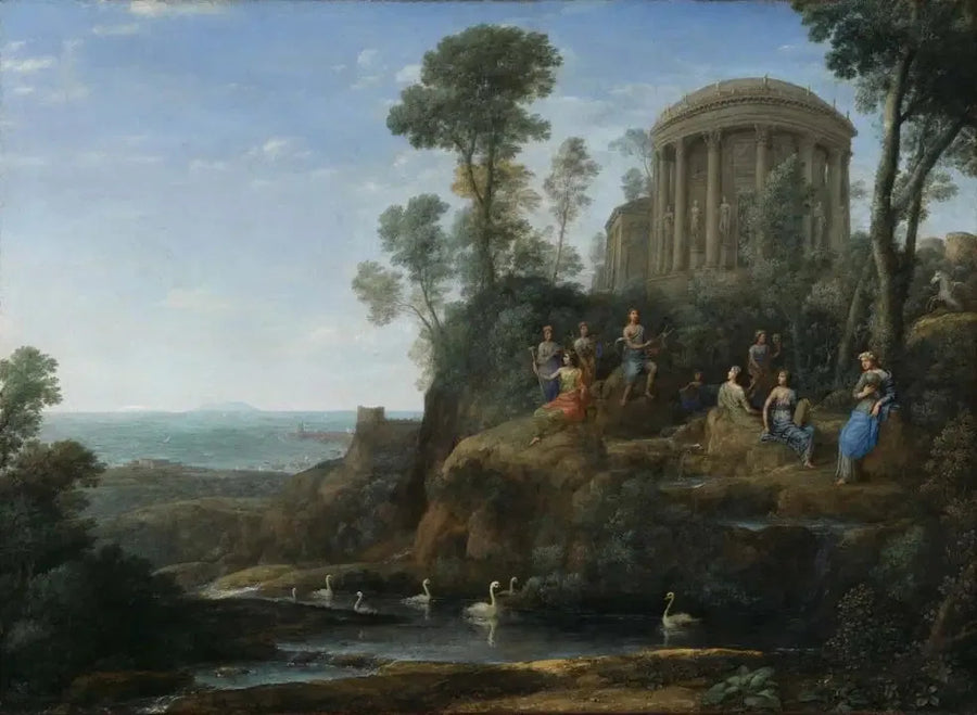 Apollon en de muzeën op de berg Helicon - Claude Lorrain