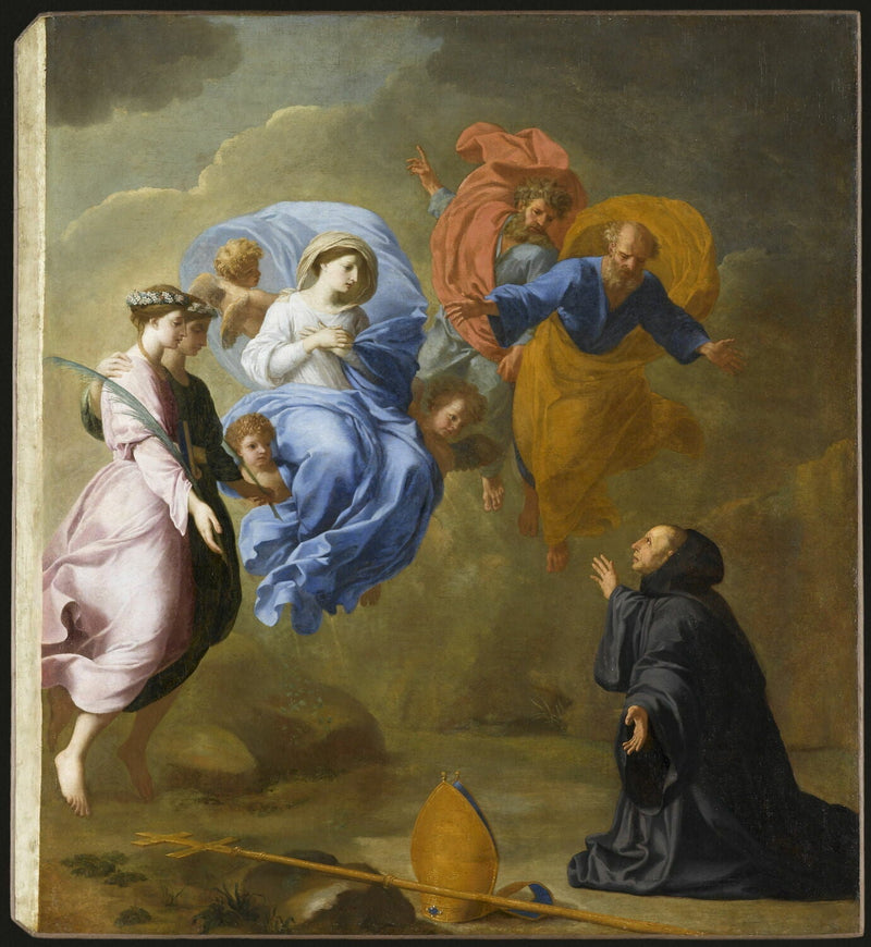 Aankondiging van de Maagd vergezeld door Sint-Agnatius en Sint-Thècle bij Sint-Martinus - Eustache Le Sueur