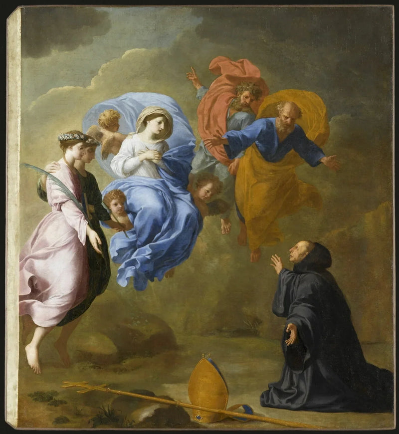 Aankondiging van de Maagd vergezeld door Sint-Agnatius en Sint-Thècle bij Sint-Martinus - Eustache Le Sueur