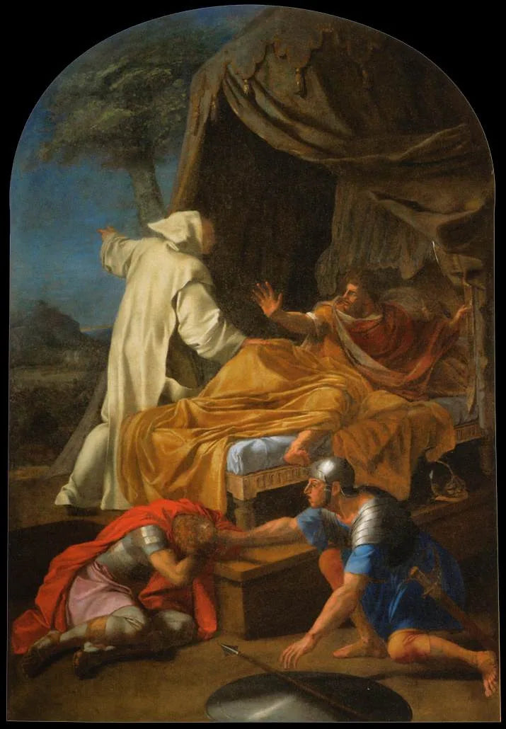 Aankomst van Sint Bruno bij graaf Roger - Eustache Le Sueur