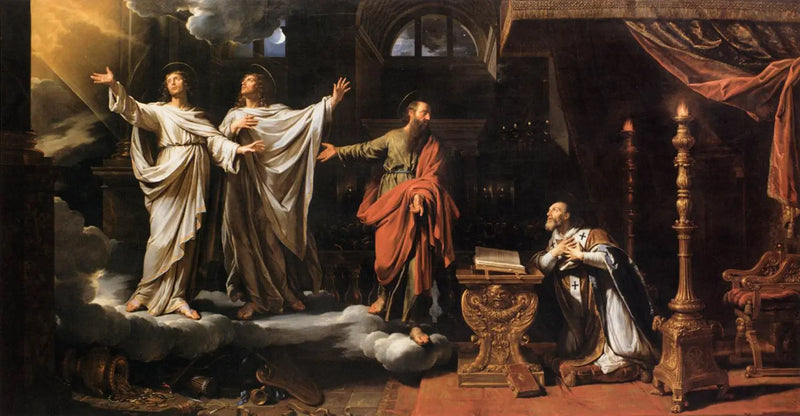 Verschijning van Sint Gervais en Sint Protais bij Sint Ambroise - Philippe de Champaigne