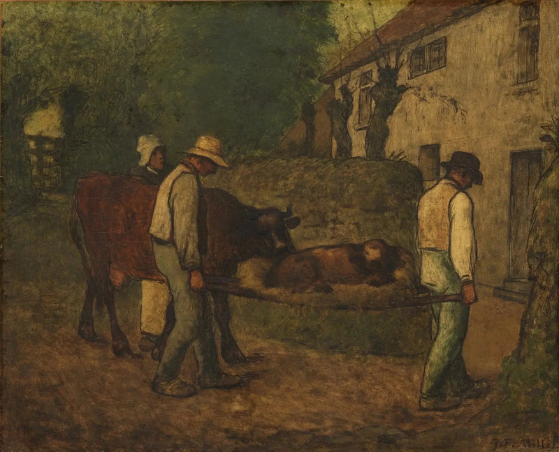 Bijdrage aan huis van de kalf die in de velden is geboren - Jean-François Millet