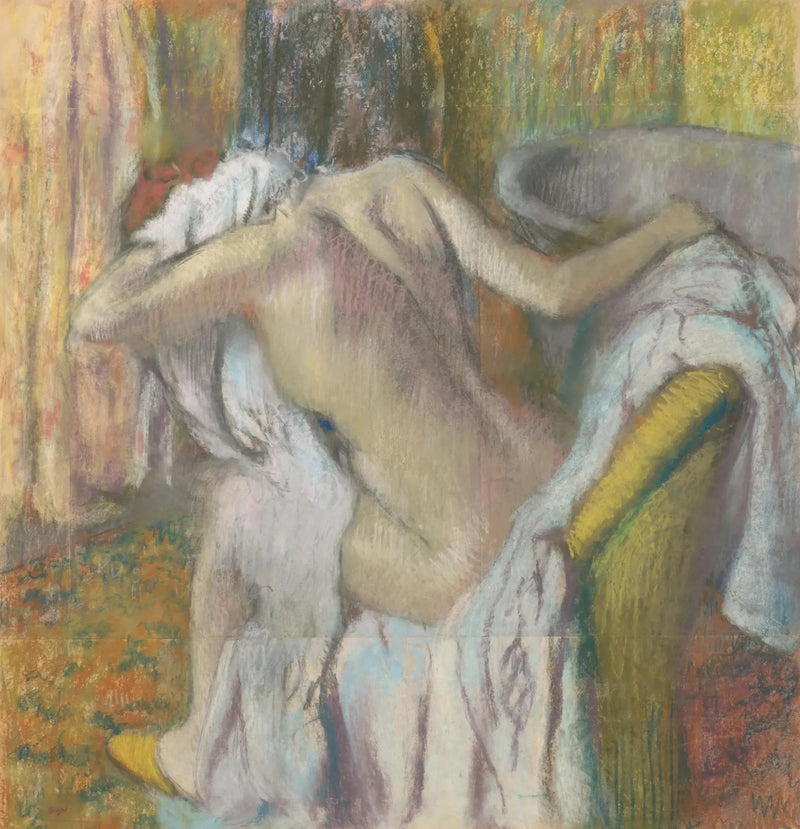 Na het bad, vrouw die zich afdroogt - Edgar Degas