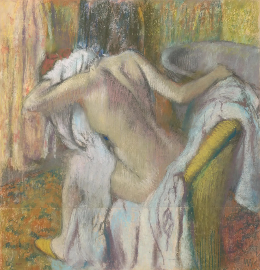 Na het bad, vrouw die zich afdroogt - Edgar Degas