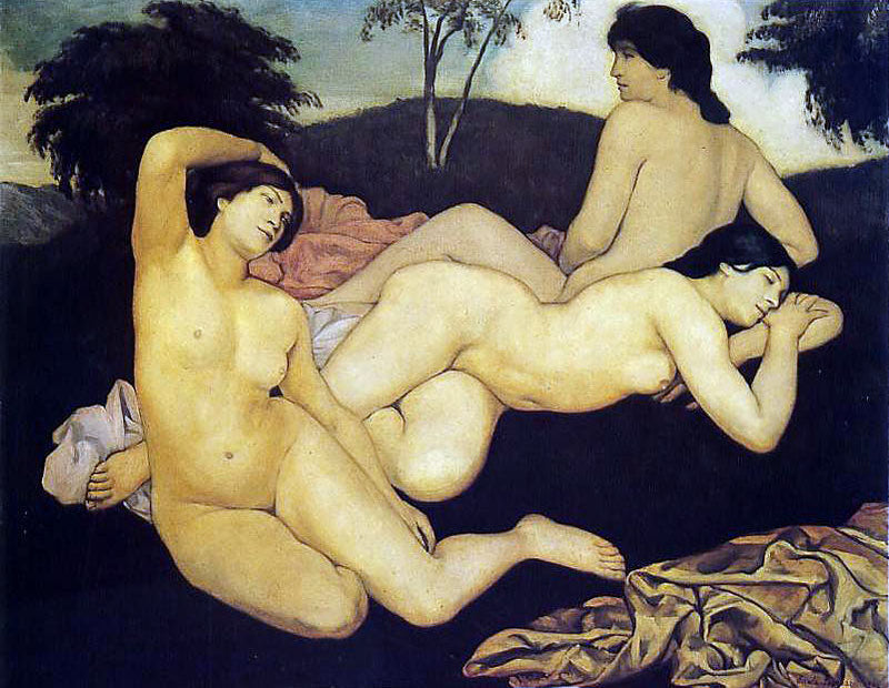 Na het bad, de nimfen - Émile Bernard
