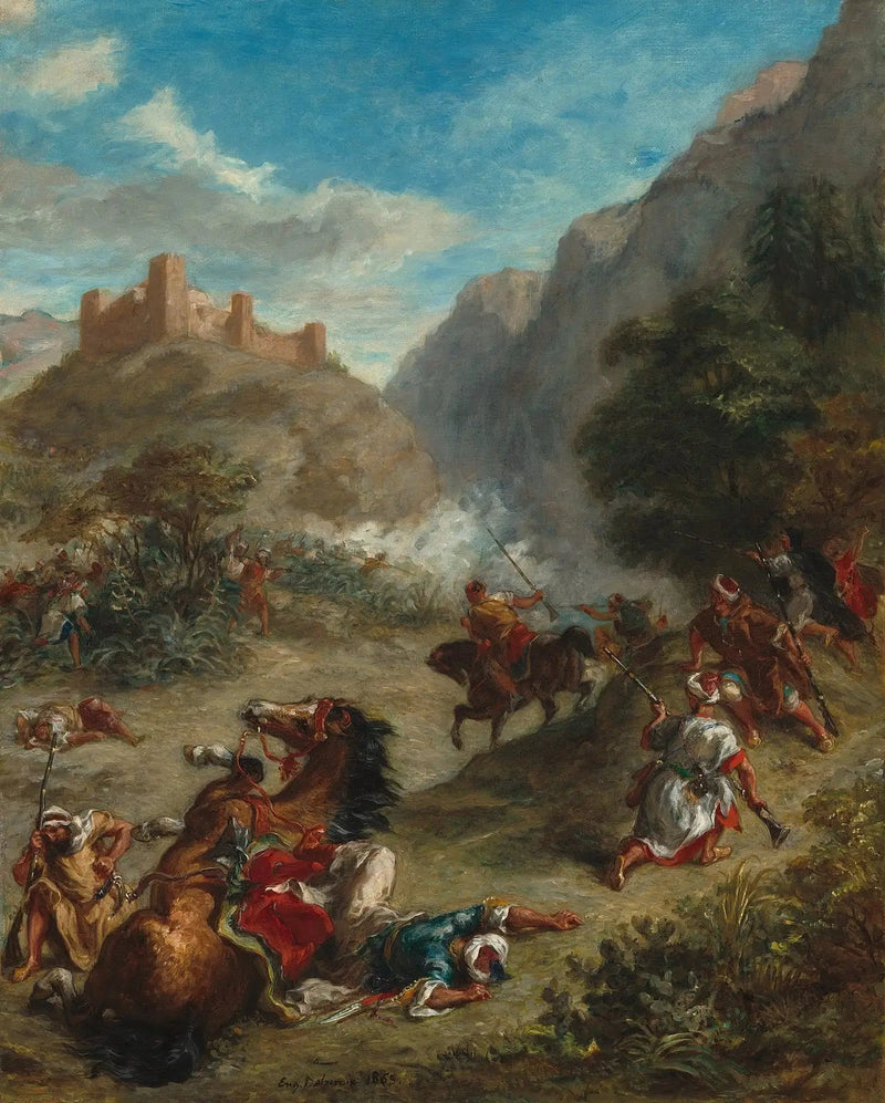 Arabes schermutselingen in de bergen - Eugène Delacroix