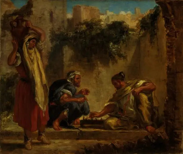 Arabieren die schaken - Eugène Delacroix