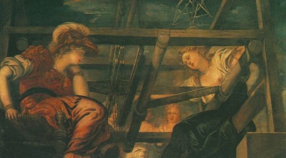 Arachné daagt Minerva uit voor een weefwedstrijd - Jacopo Tintoretto