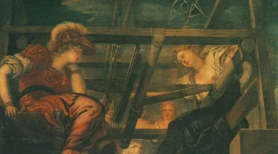 Arachné daagt Minerva uit voor een weefwedstrijd - Jacopo Tintoretto