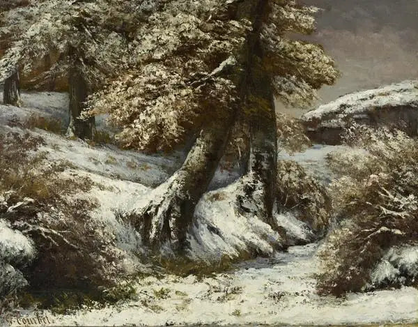 Bomen in de sneeuw - Gustave Courbet