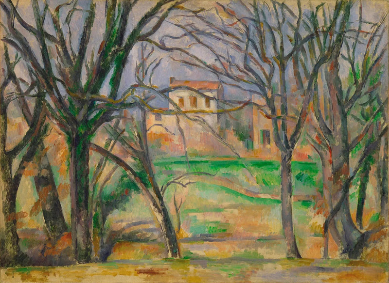 Bomen en huizen op de plaats genaamd La Durane - Paul Cézanne
