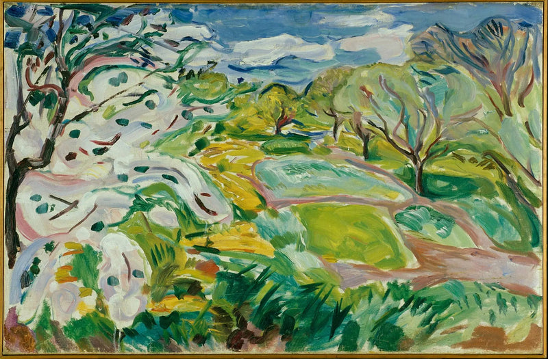 Bloeiende fruitbomen in de wind - Edvard Munch