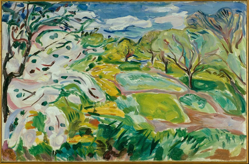 Bloeiende fruitbomen in de wind - Edvard Munch