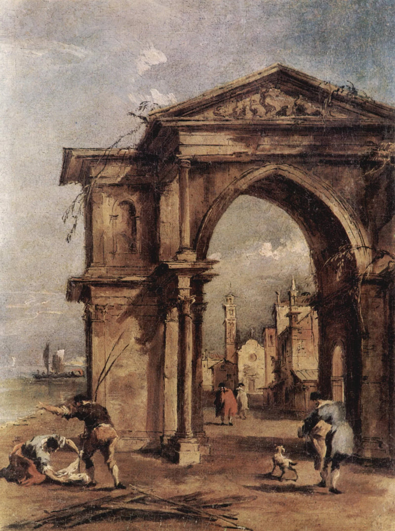 Fantasie-ark met menselijke figuren - Francesco Guardi