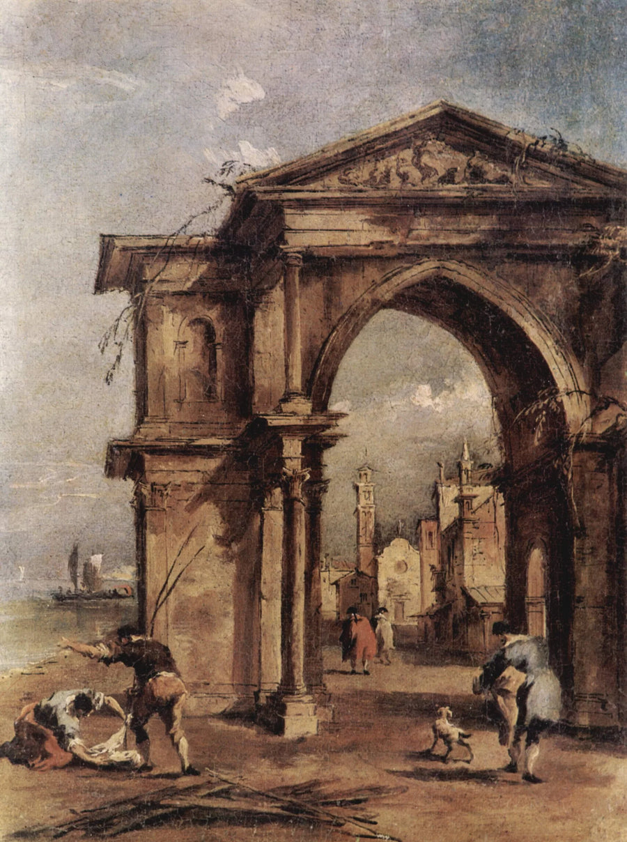 Fantasie-ark met menselijke figuren - Francesco Guardi