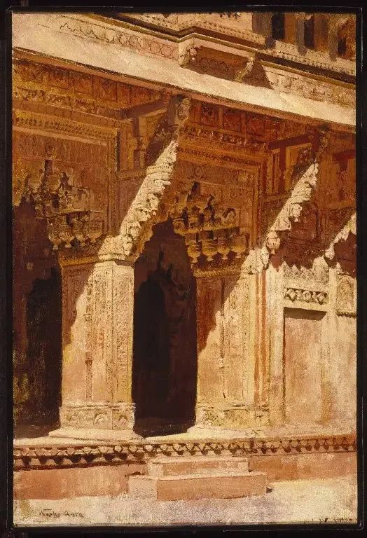 Boogvormige en roodgloeiende bakstenen, Fort Agra, India - Edwin Lord Weeks

Source:
Arches en grès rouge curieusement travaillées, Fort Agra, Inde - Edwin Lord Weeks