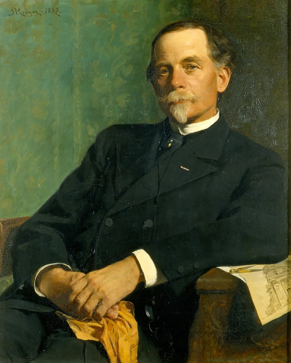 Architecte, professeur F. Meldahl assis - Peder Severin Krøyer image 1 reproduction de peinture à l’huile
