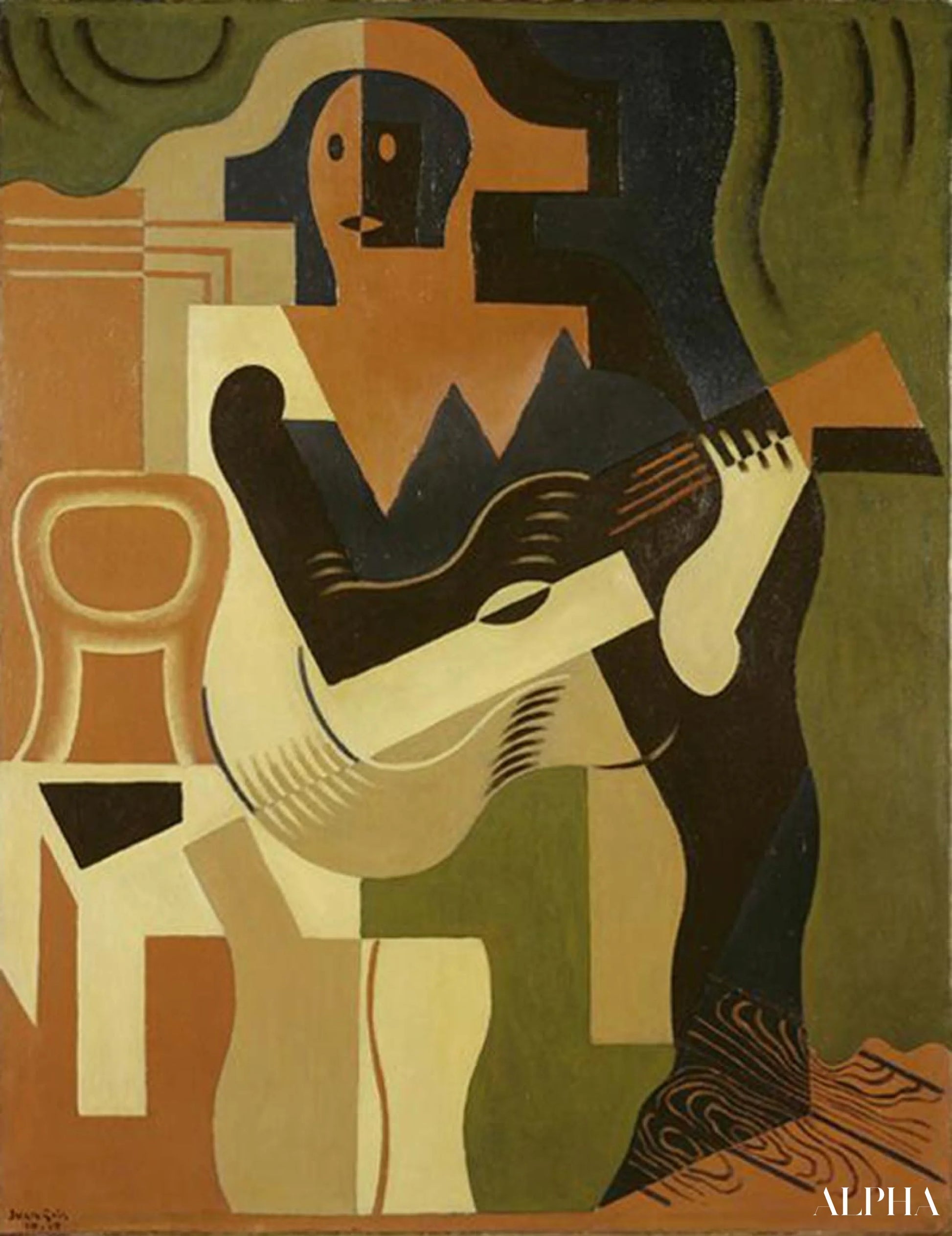 Arlequin avec guitare - Juan Gris - Reproductions de tableaux et peintures haut de gamme