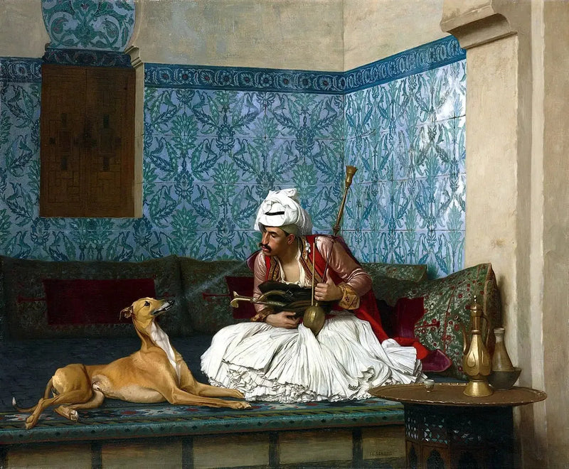 Arnaut blaast rook op de neus van zijn hond - Jean-Léon Gérôme