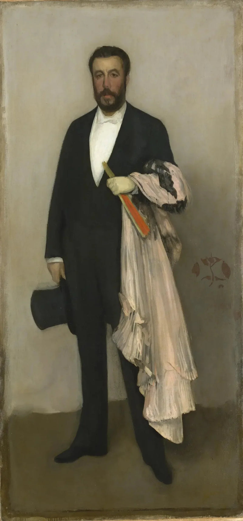 Kleurenschema in huidtint en zwart: Portret van Théodore Duret - James Abbott McNeill Whistler