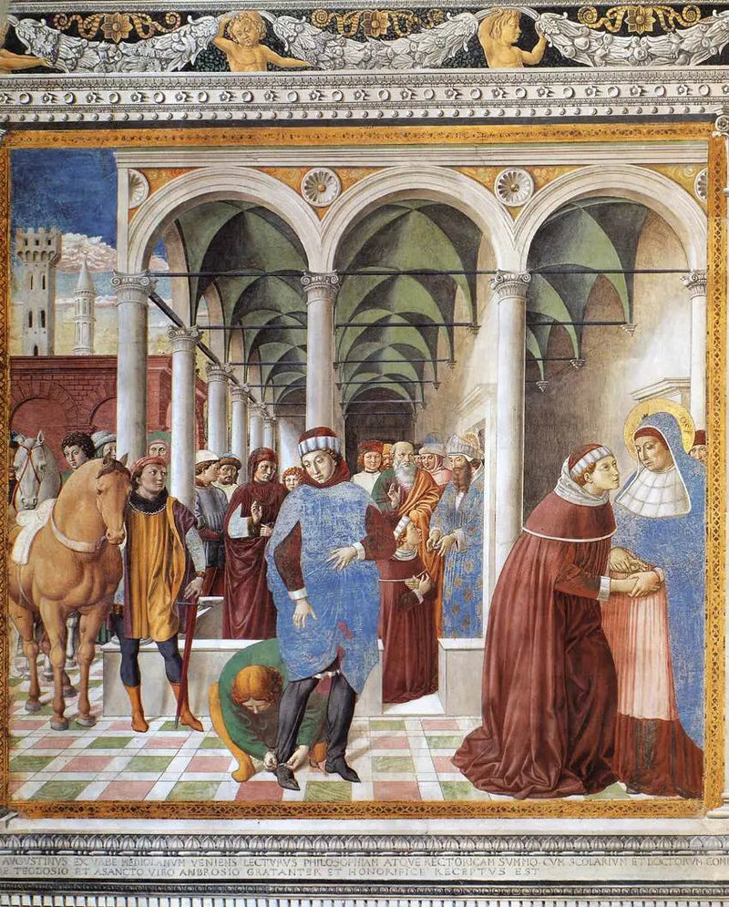 Aankomst van Sint Augustinus in Milaan (scène 8, noordmuur) - Benozzo Gozzoli