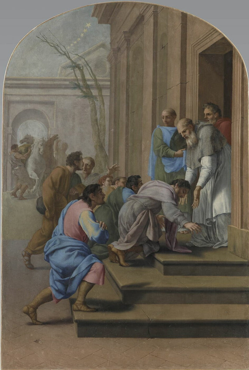 Aankomst van Sint Bruno in Grenoble, bij Sint Hugues - Eustache Le Sueur