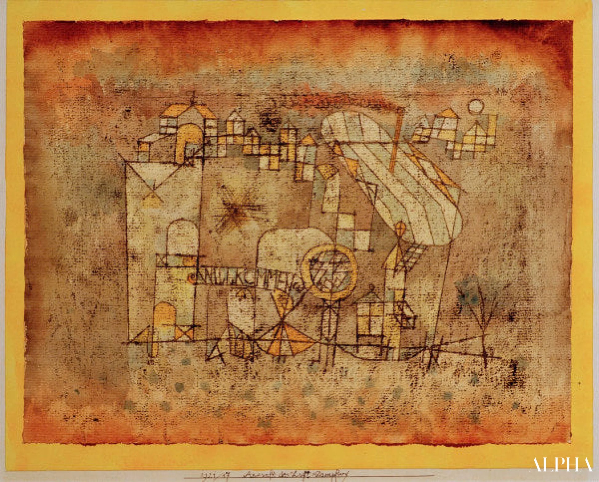 Arrivée du bateau à vapeur aérien - Paul Klee - Reproductions de tableaux et peintures haut de gamme