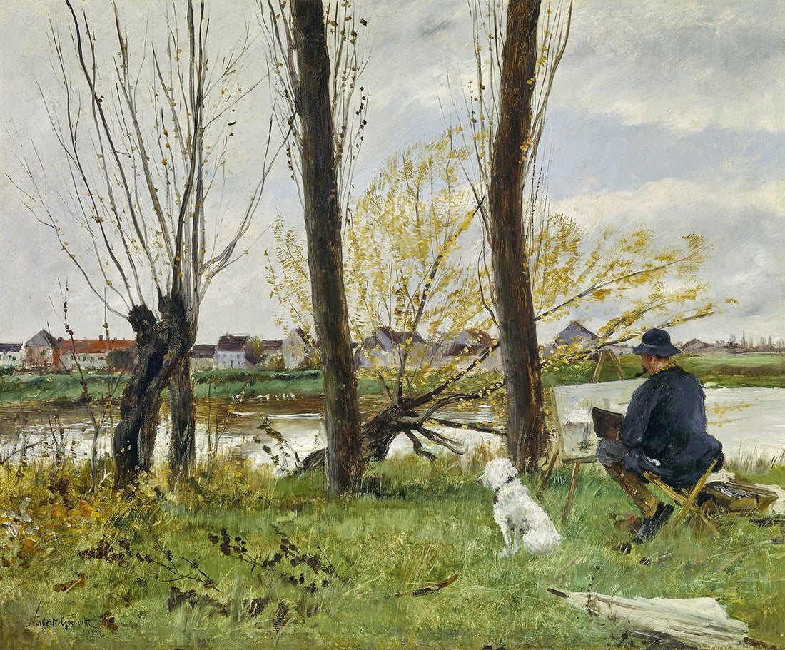 Kunstenaar die tekent aan de oevers van de Oise - Norbert Gœneutte