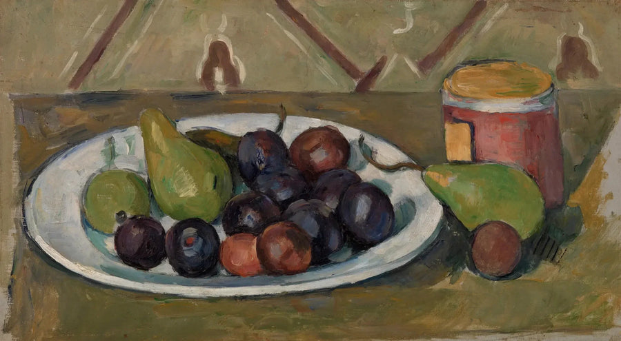 Bord met fruit en conservenpot - Paul Cézanne