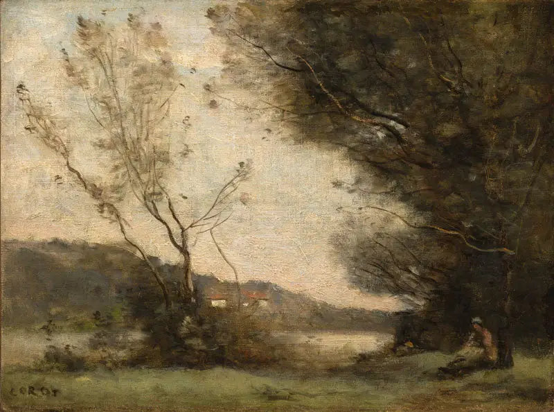 Aan de oever van de rivier - Jean-Baptiste Camille Corot