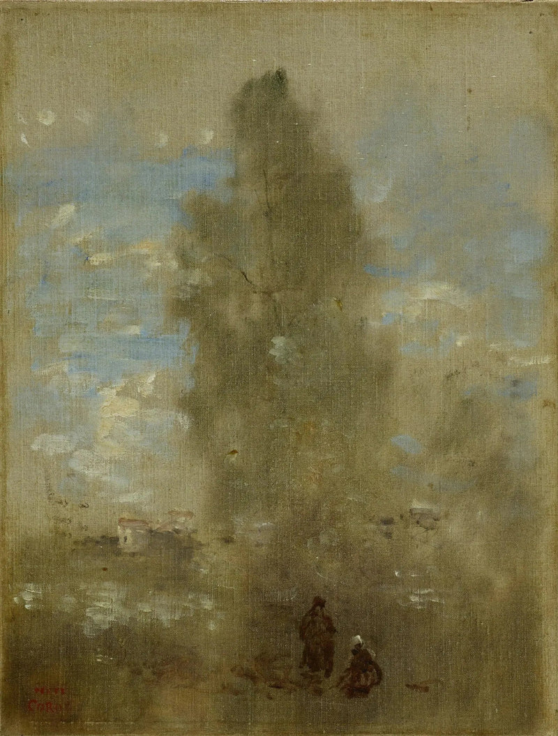 Aan de oever van het meer - Jean-Baptiste Camille Corot