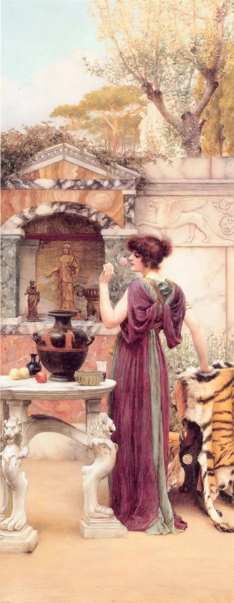 In de tuin van het heiligdom, Pompeii - John William Godward