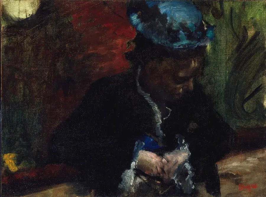 In het theater: vrouw zittend op het balkon - Edgar Degas