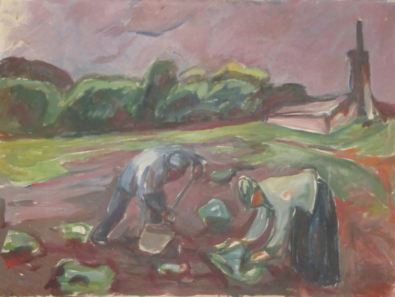 Aan het werk bij de kas - Edvard Munch