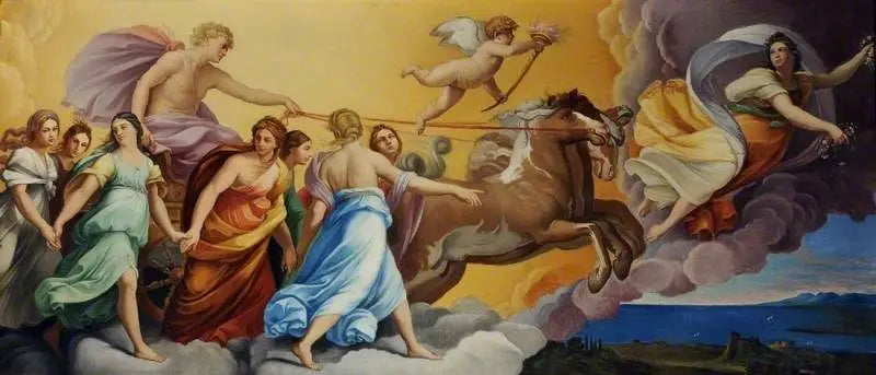 Aurore en de zonwagen gereden door Apollo - Guido Reni