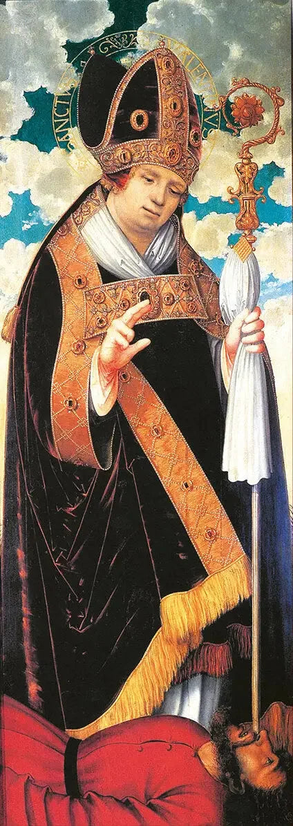 Altaar van de Madeleine: Sint Valentijn [vast vleugelpaneel] - Lucas Cranach de Oudere