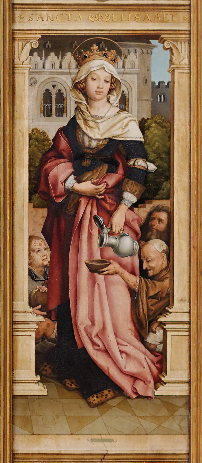 Standbeeld van Sint Sebastiaan: Sint Elisabeth van Hongarije - Hans Holbein de Oudere
