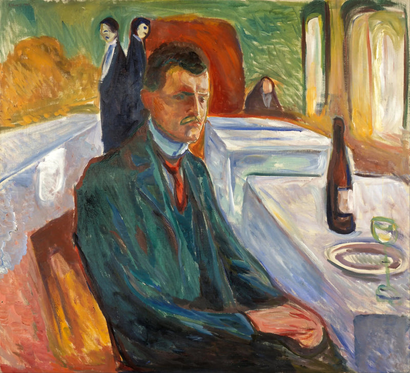 Zelfportret met wijnfles - Edvard Munch