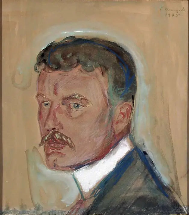 Zelfportret met snor en gestreken kraag - Edvard Munch