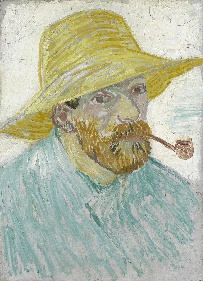 Zelfportret met pijp en strohoed - Vincent van Gogh