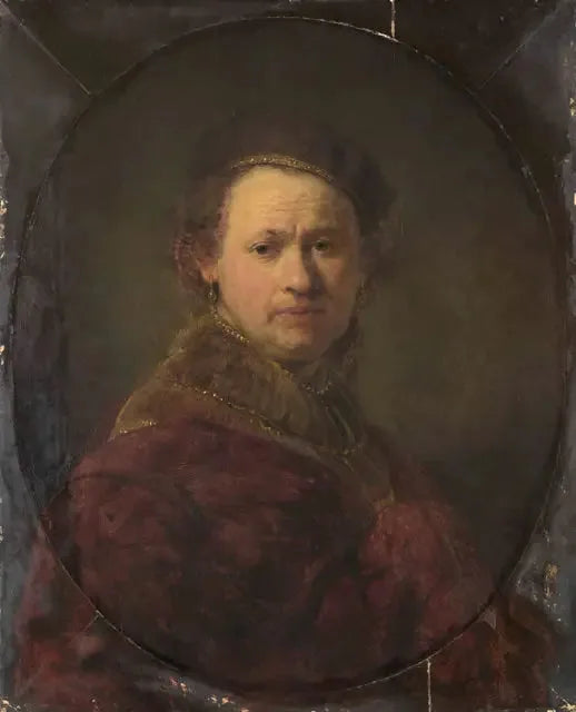 Zelfportret met baret en rode mantel - Rembrandt