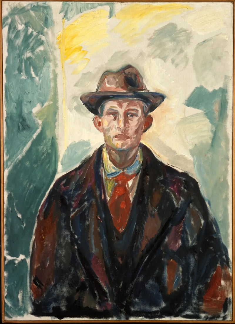 Zelfportret met hoed en rode stropdas - Edvard Munch