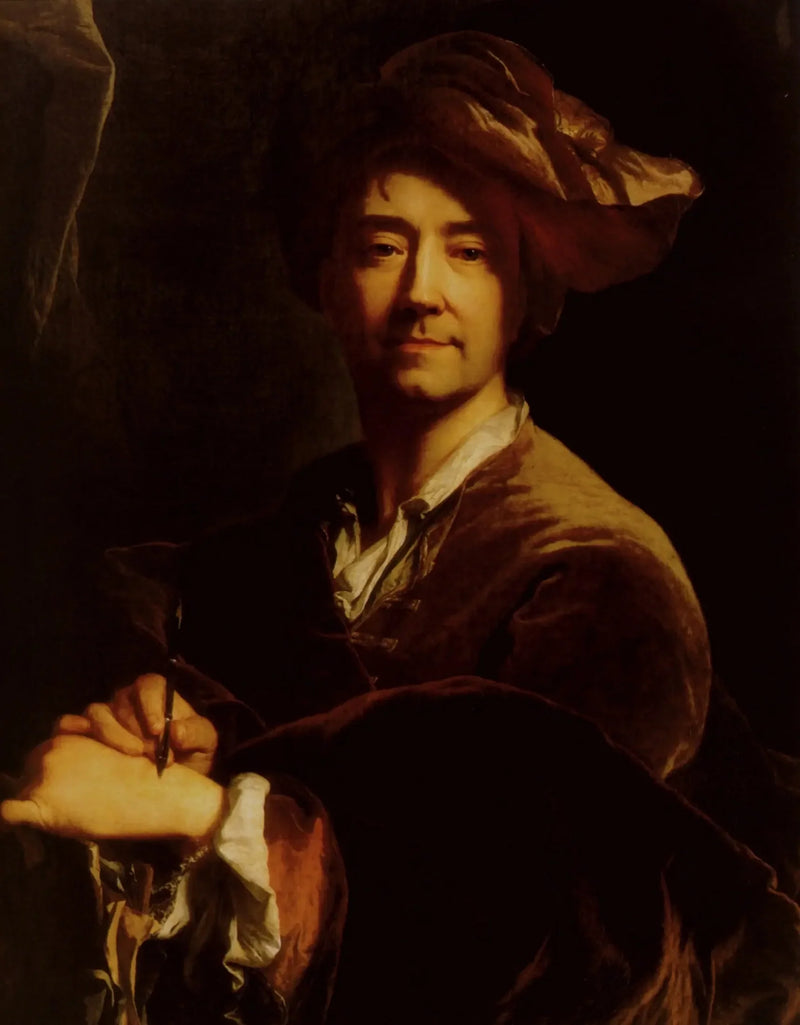 Zelfportret met potlood - Hyacinthe Rigaud