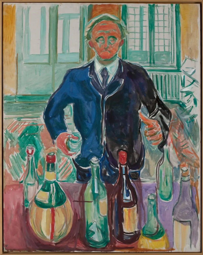 Zelfportret met flessen - Edvard Munch