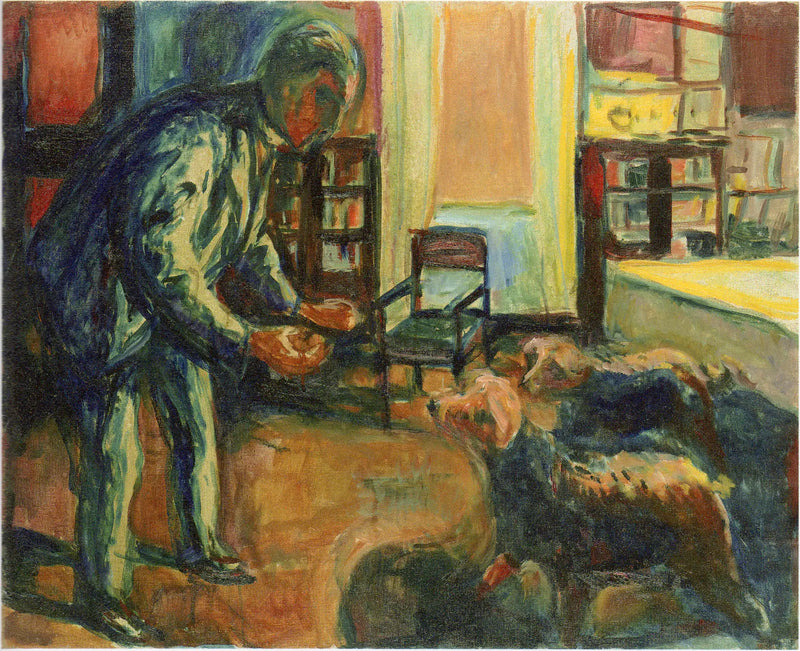 Zelfportret met honden - Edvard Munch