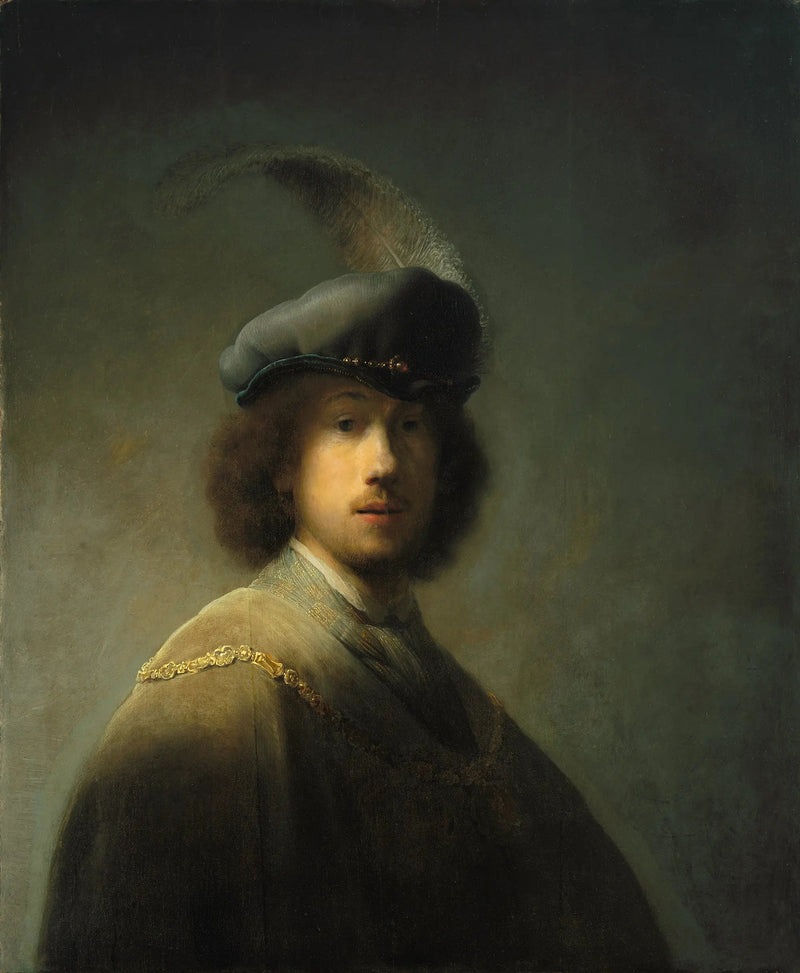 Zelfportret met pluizige baret - Rembrandt