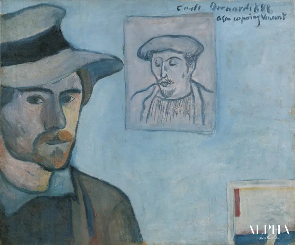 Autoportrait avec le portrait de Gauguin - Paul Gauguin - Reproductions de tableaux et peintures haut de gamme