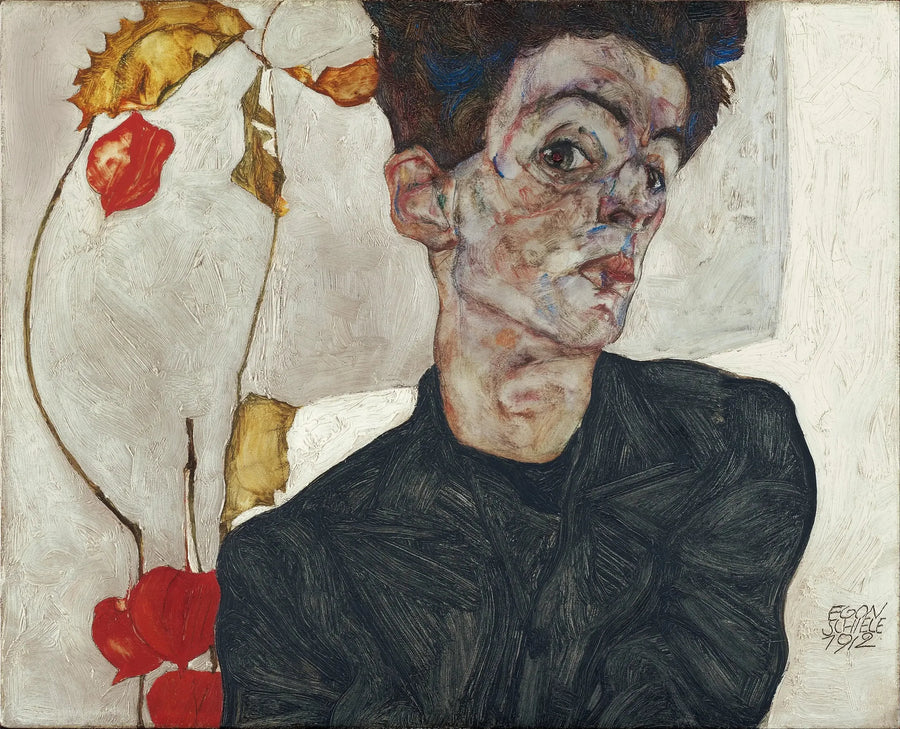 Zelfportret met Physalis - Egon Schiele