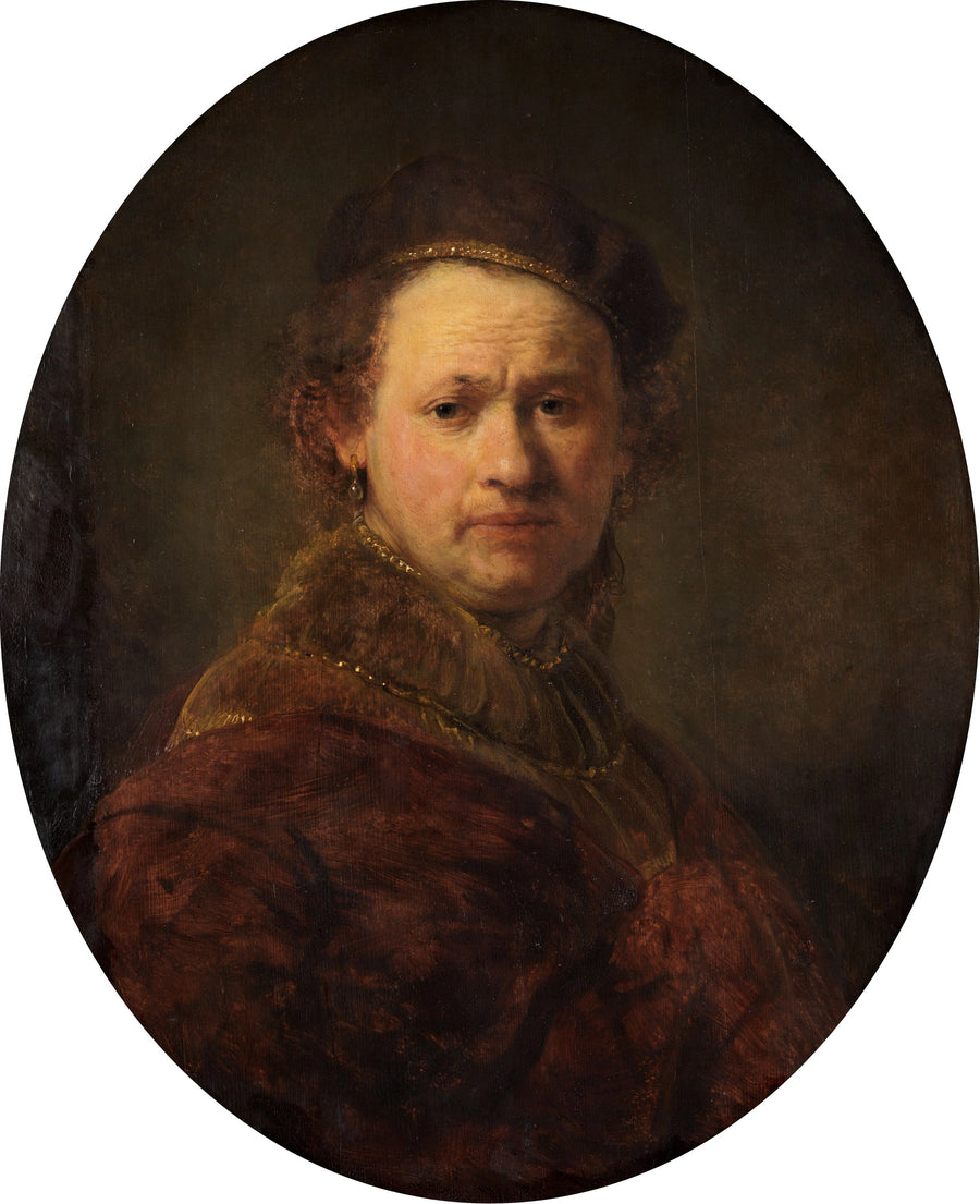 Zelfportret met baret en rode mantel - Rembrandt